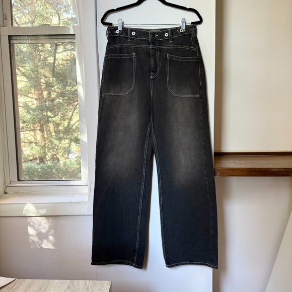 NWT Free People Palmer Cuffed Jeans Mid Rise Washed Black Denim 28 - Picture 4 of 14
